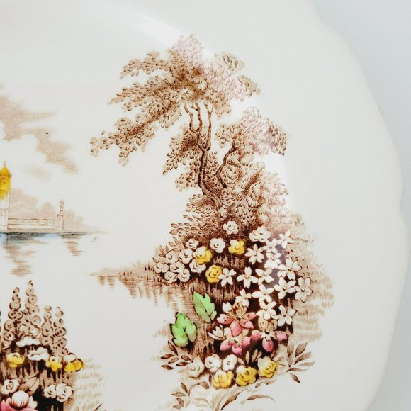 Johnson Bros Castle on The Lake Dinner Plate 10.75", Brown Multicolor, England - Picture 6 of 13